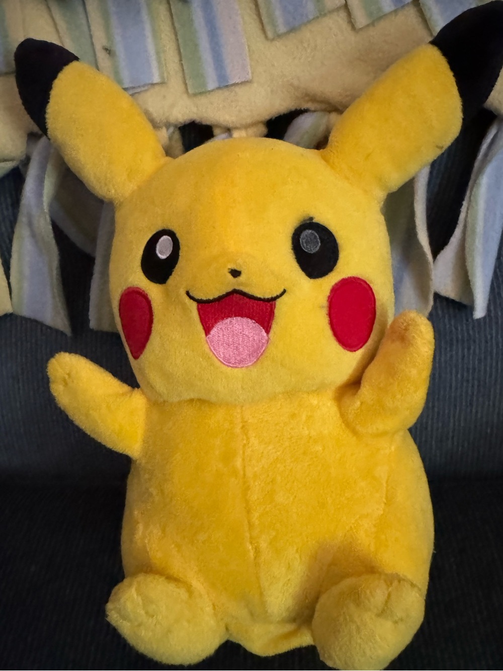 Disney 9 1/2 in Pikachu Plush in Yellow with Black and Red Accents